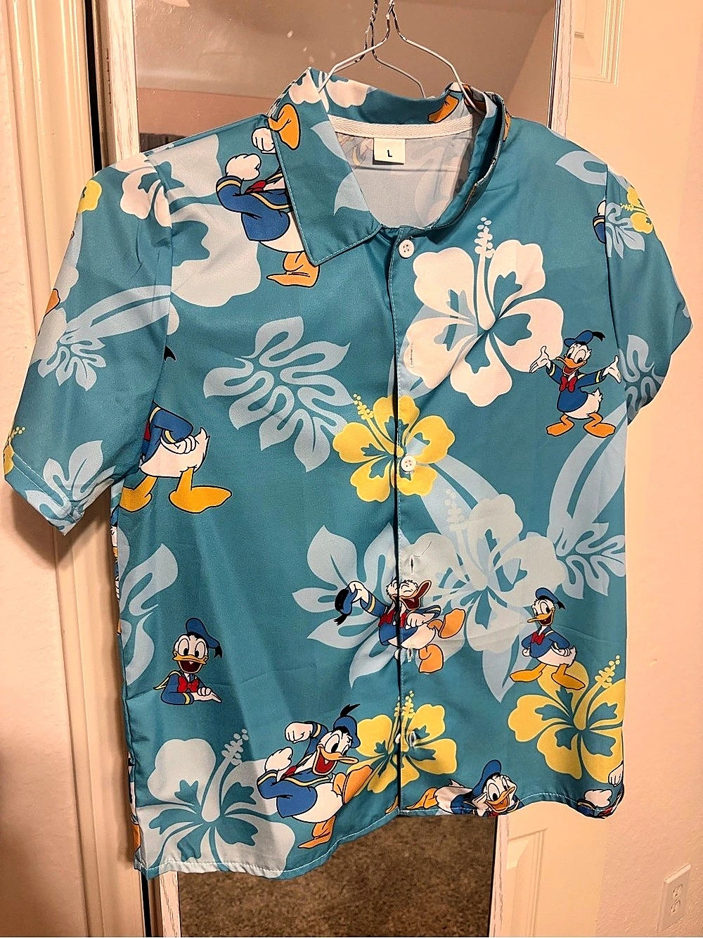 Disney Donald Duck Character Hawaiian Shirt - Boys Large